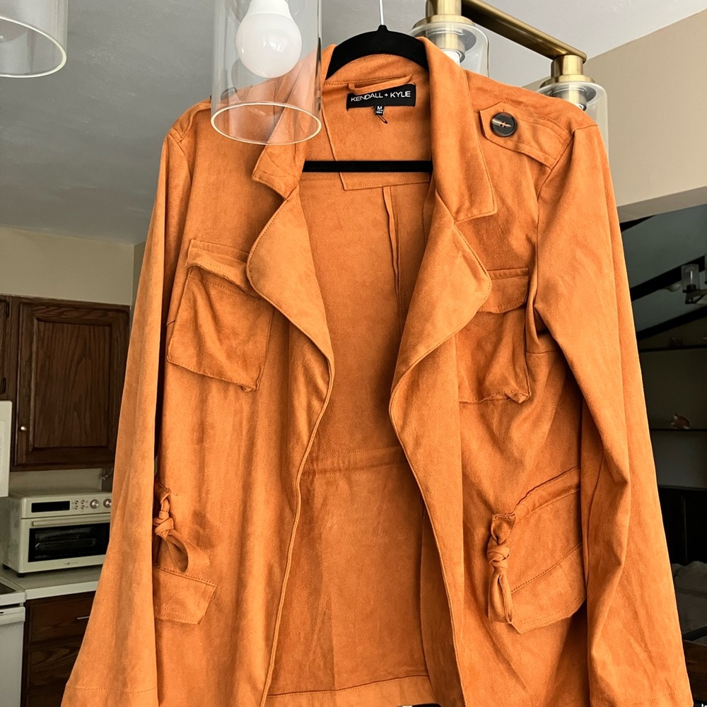 Kendall & Kylie Brown Utility Jacket with Zipper Details